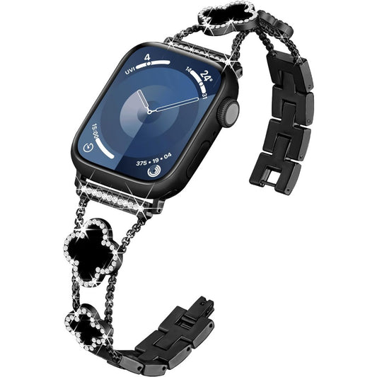 Black Mother-of-Pearl Four-Leaf Clover Watch Strap