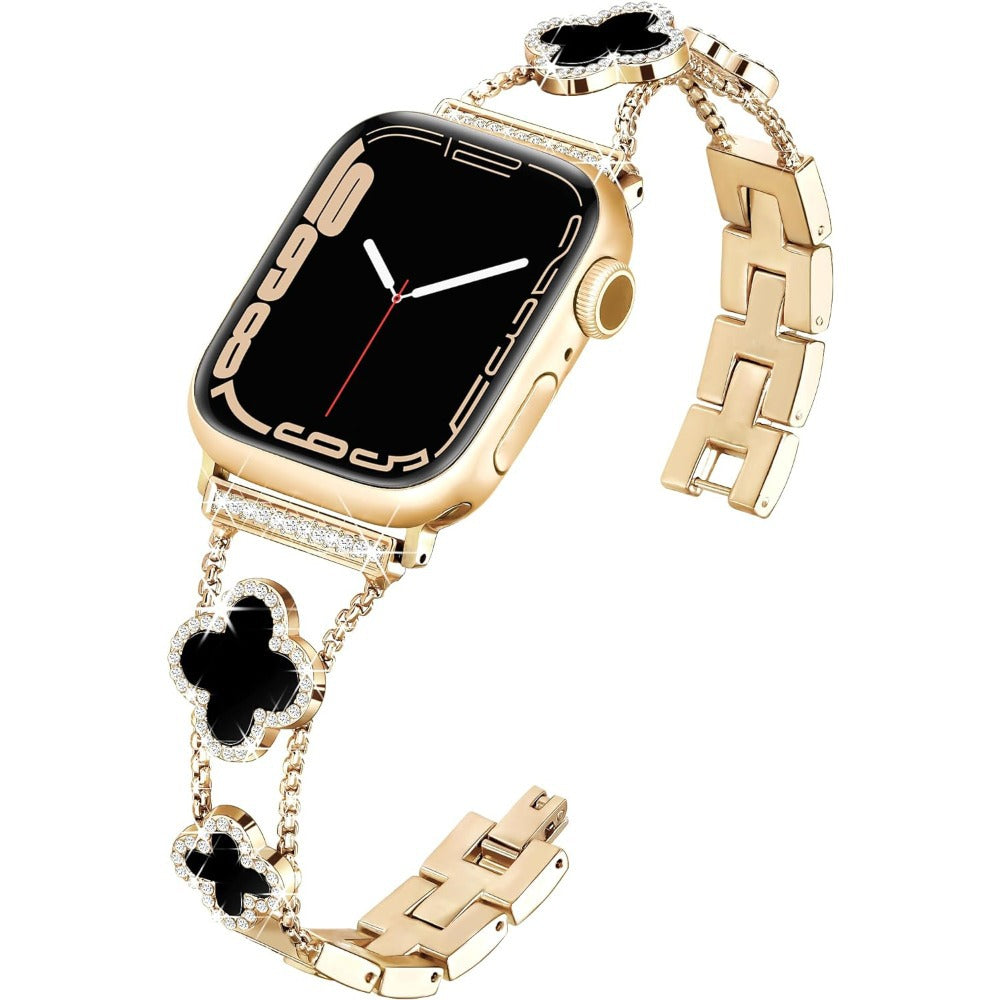 Black Mother-of-Pearl Four-Leaf Clover Watch Strap