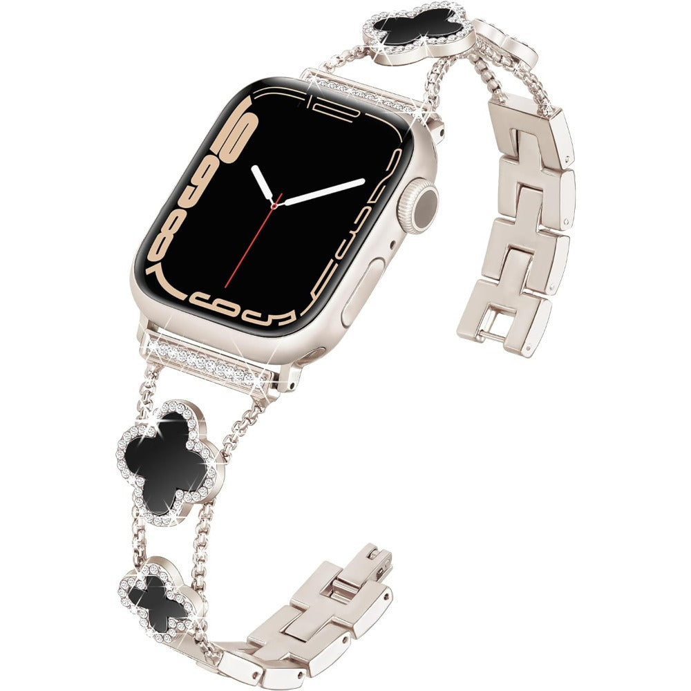 Black Mother-of-Pearl Four-Leaf Clover Watch Strap