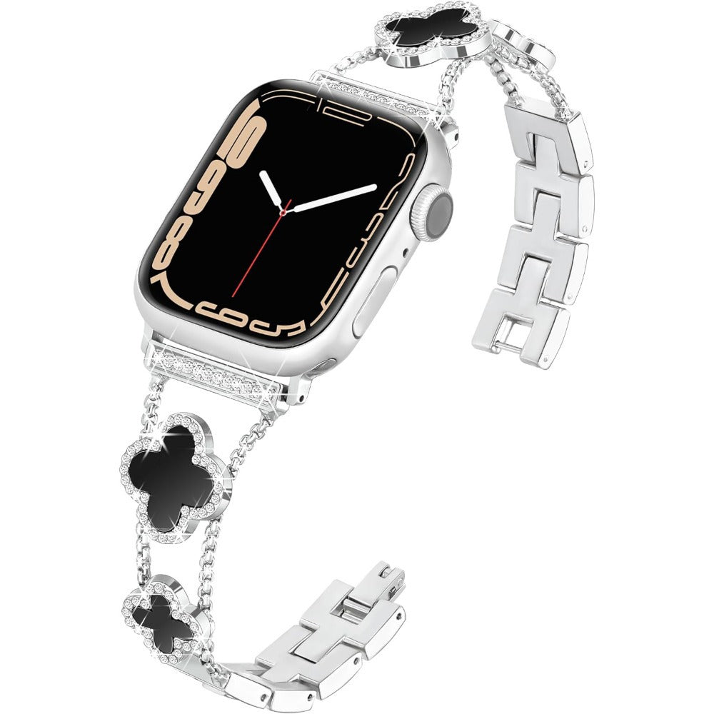 Black Mother-of-Pearl Four-Leaf Clover Watch Strap