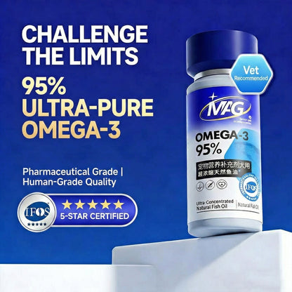 MAG High-Purity Omega-3 Fish Oil for Dogs & Cats - 95% Omega-3 with EPA & DHA for Healthy Skin, Glossy Coat & Immune Support