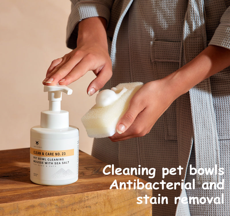 Pet Bowl Cleaning Mousse with Sea Salt Antibacterial Stain Removal for Effective Pet Care